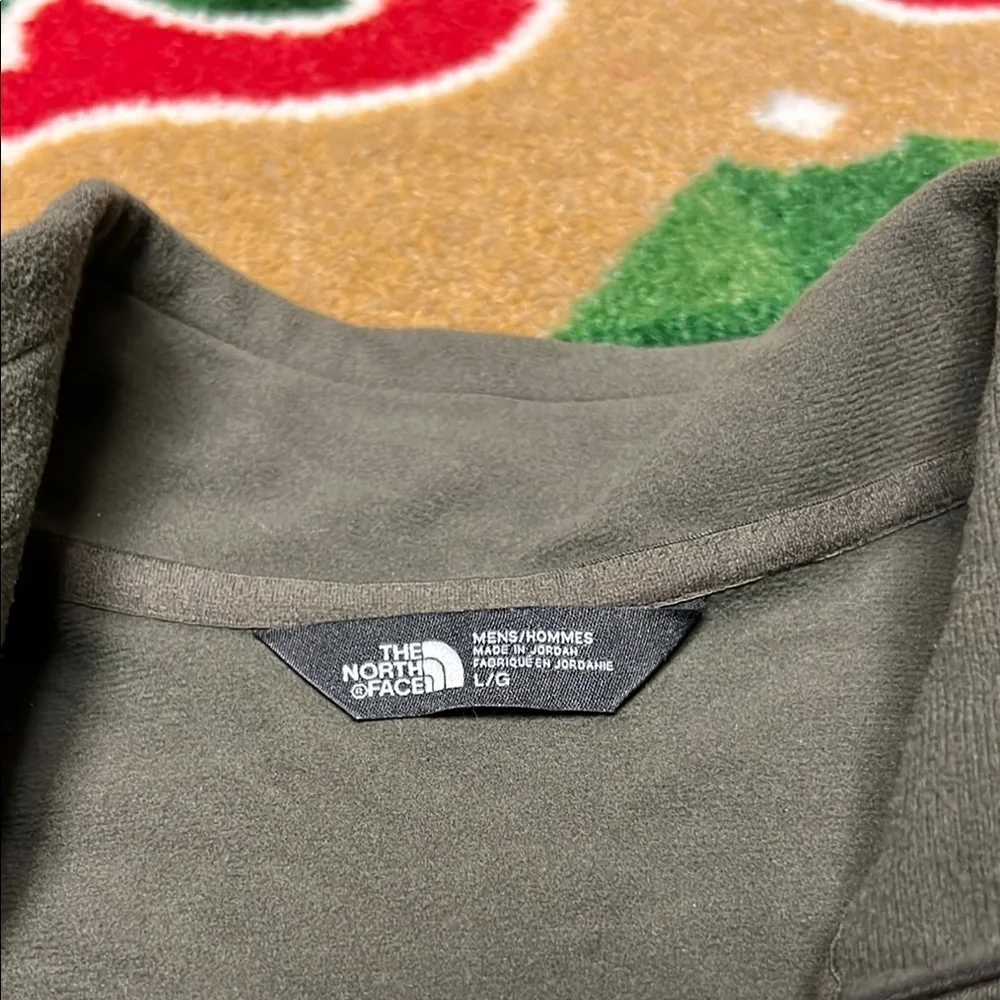 The North Face Jacket Mens Olive Green Fleece 1/4 Zip Pullover Sz LG